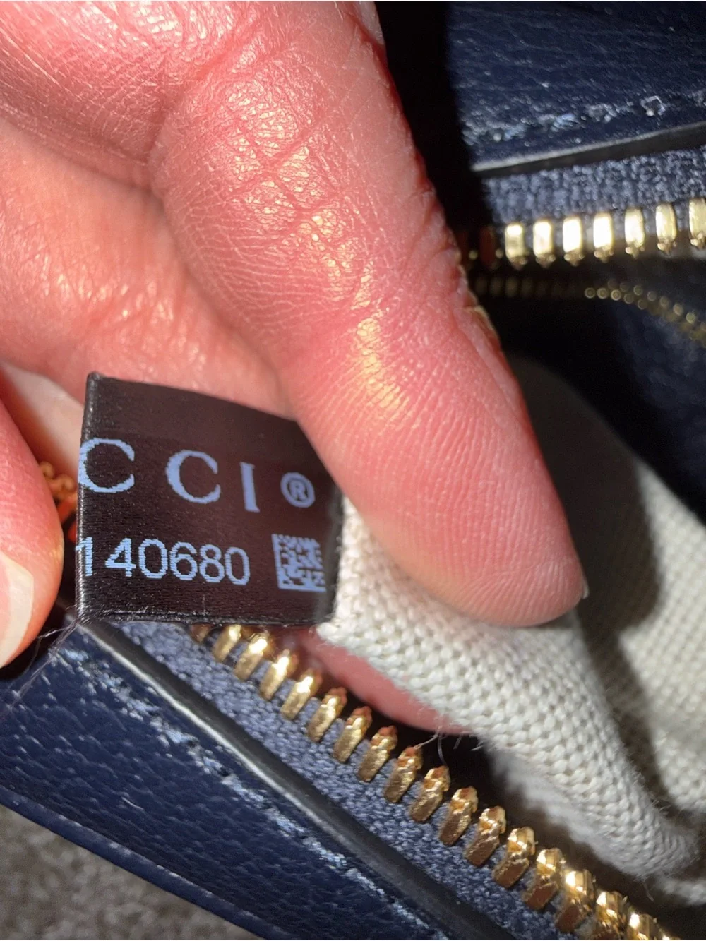 Gucci Navy Leather Crossbody with Red Stripe and Green Strap